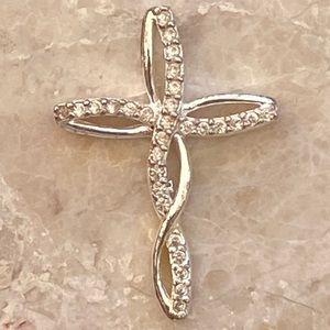 Vintage Sterling Silver 925 Cubic Zirconia Cross Pendant